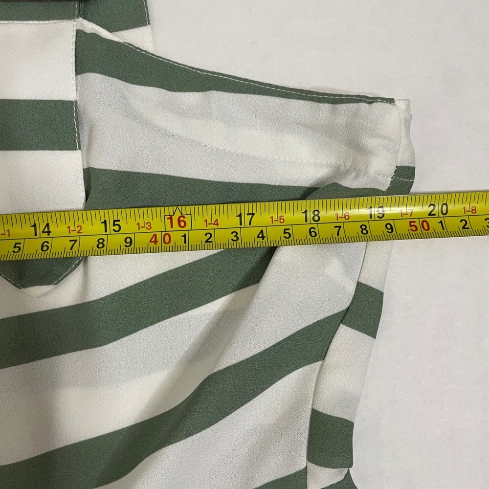 ASOS Midi Dress Womens 12 Green White Striped Button Front Vacation Picnic - Picture 7 of 9